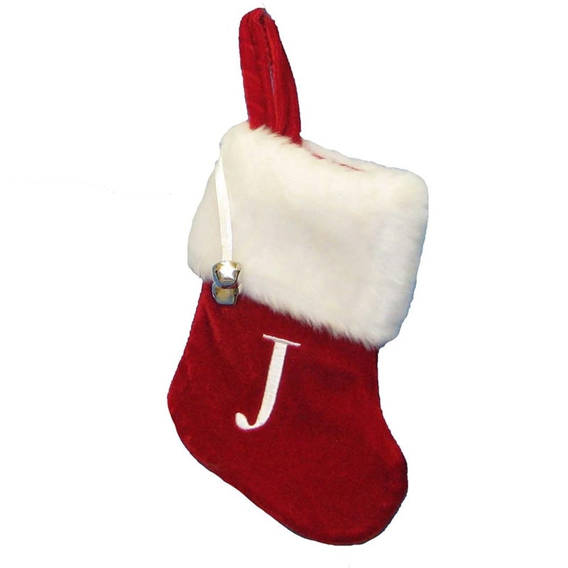 Kurt Adler 7" Red/White Monogram "J" Mini Stocking - Image 1